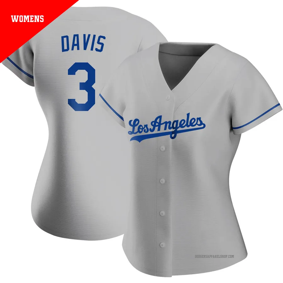 Women's Los Angeles Dodgers ＃3 Willie Davis Gray Authentic Road Jersey
