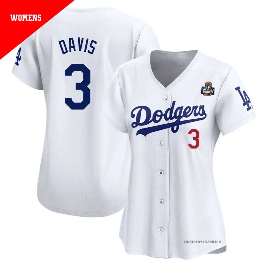 Women's Los Angeles Dodgers ＃3 Willie Davis White Limited Home 2024 World Series Jersey