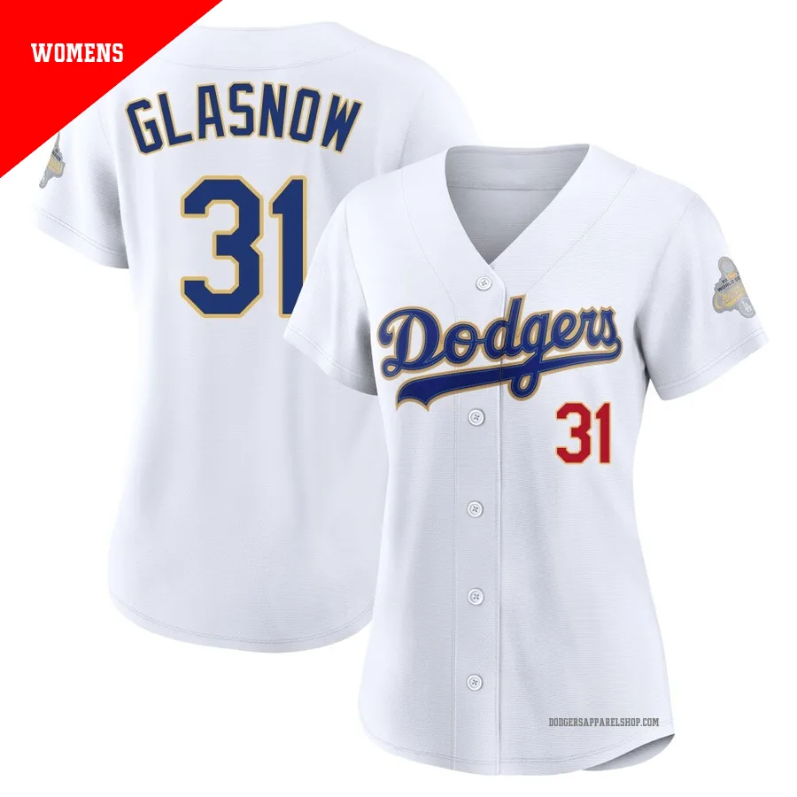 Women's Los Angeles Dodgers ＃31 Tyler Glasnow Gold Limited White 2026 Collection Stadium Jersey