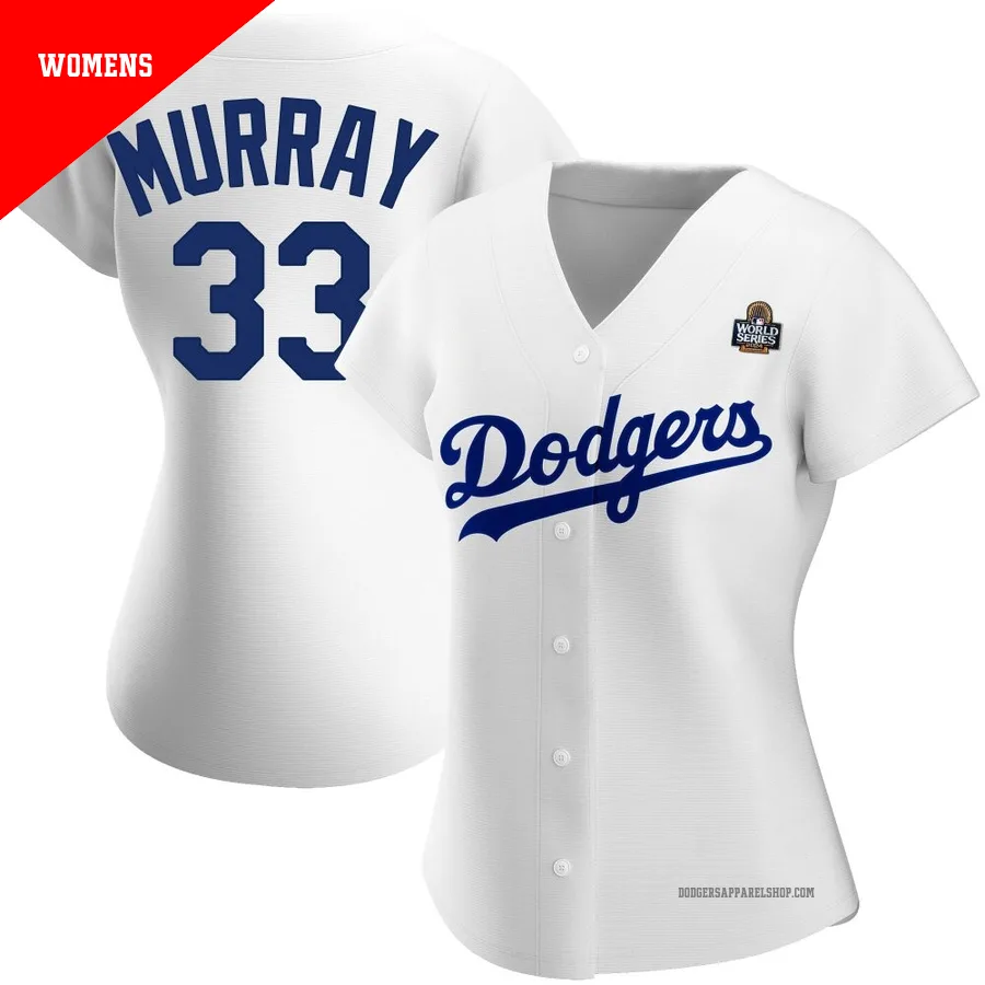 Women's Los Angeles Dodgers ＃33 Eddie Murray White Replica Home 2024 World Series Jersey