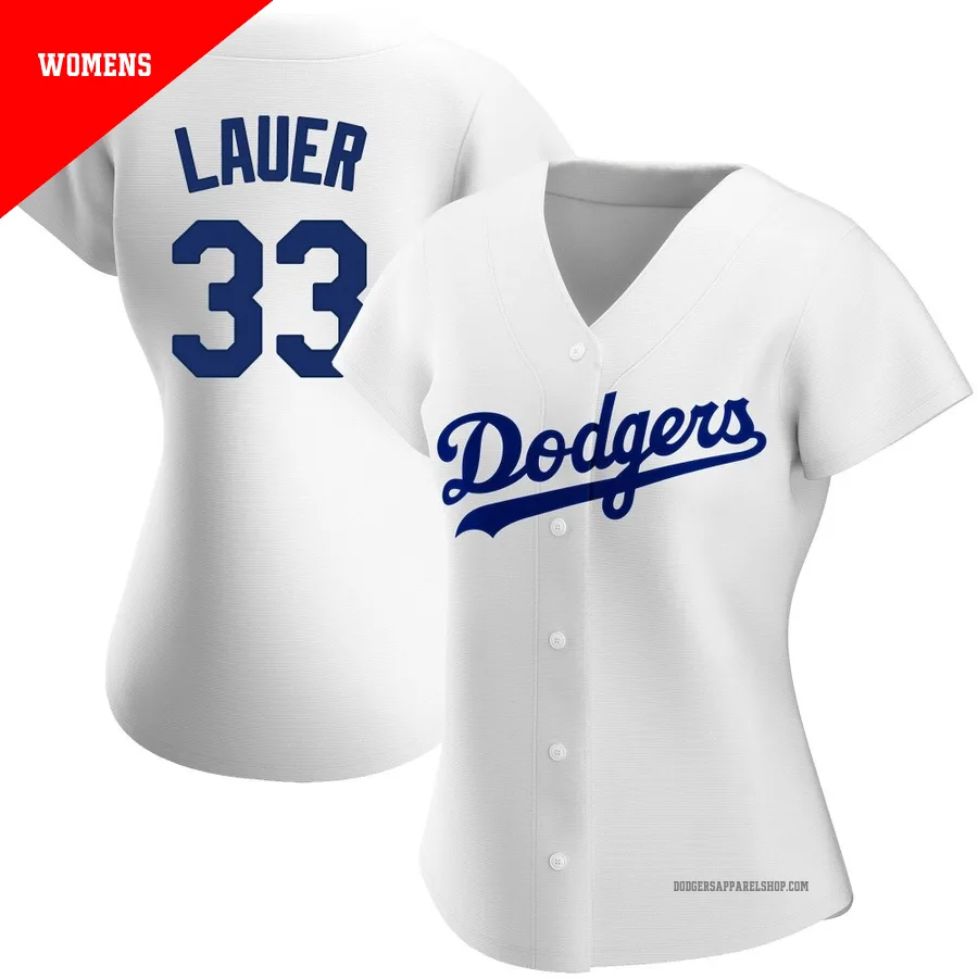 Women's Los Angeles Dodgers ＃33 Eric Lauer White Authentic Home Jersey