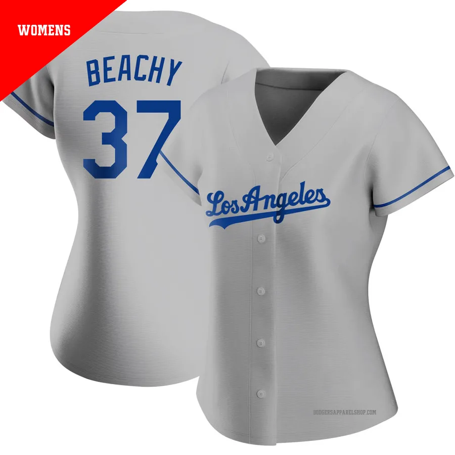 Women's Los Angeles Dodgers ＃37 Brandon Beachy Gray Authentic Road Jersey