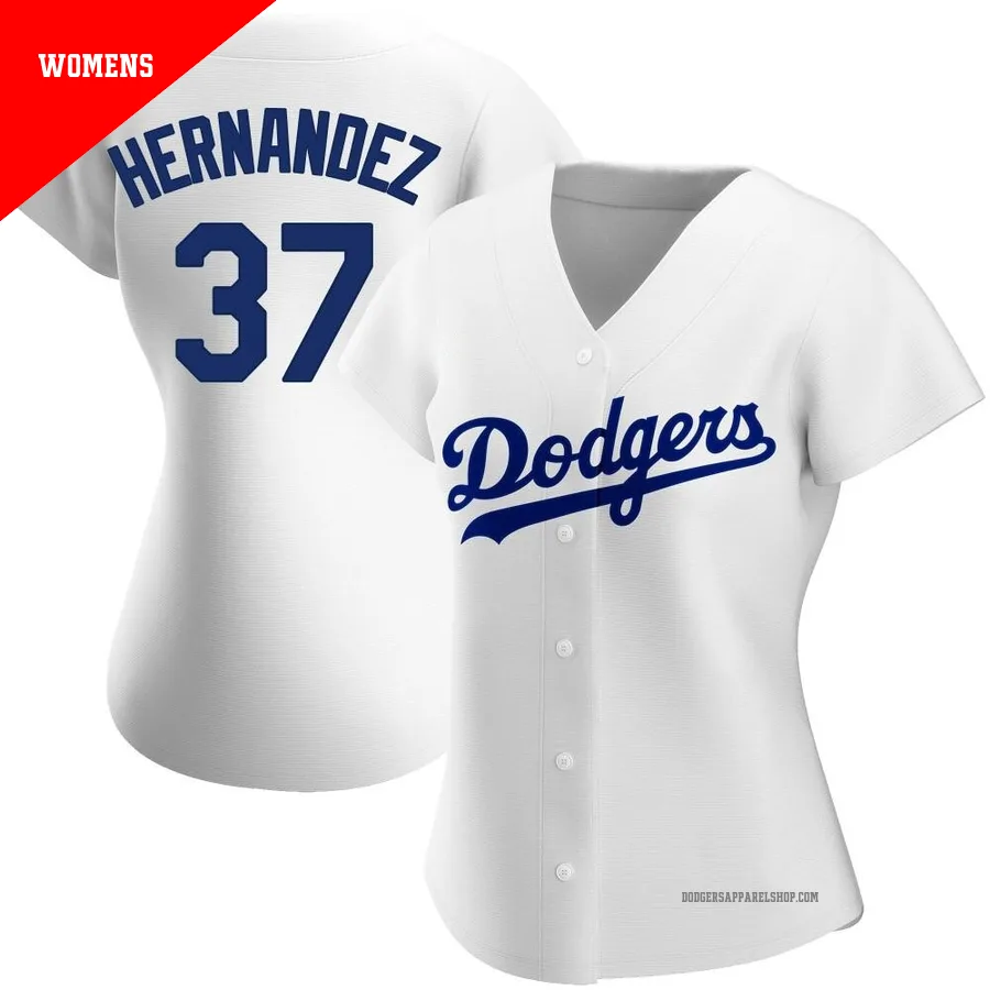 Women's Los Angeles Dodgers ＃37 Teoscar Hernandez White Authentic Home Jersey