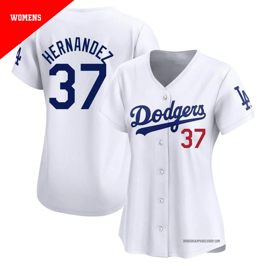 Women's Los Angeles Dodgers ＃37 Teoscar Hernandez White Limited Home Jersey