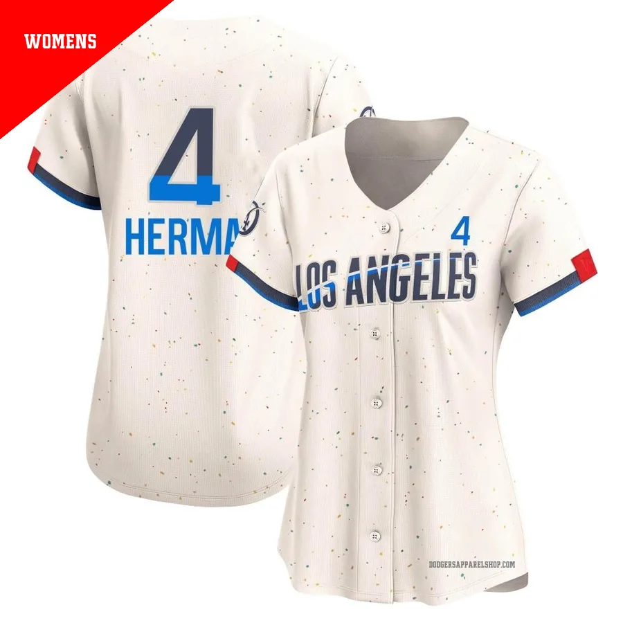 Women's Los Angeles Dodgers ＃4 Babe Herman Cream Limited 2024 City Connect Jersey