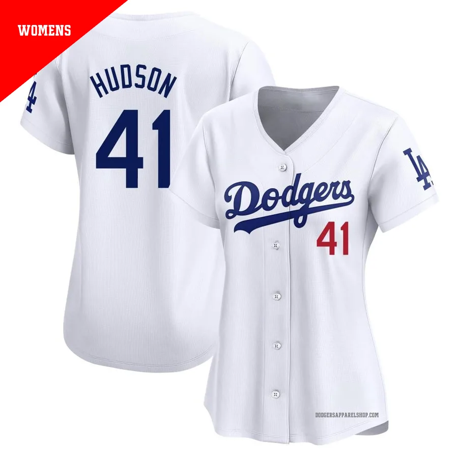 Women's Los Angeles Dodgers ＃41 Daniel Hudson White Limited Home Jersey