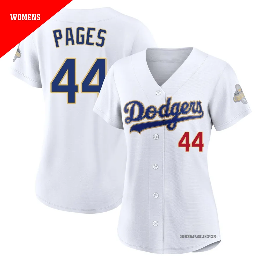 Women's Los Angeles Dodgers ＃44 Andy Pages Gold Limited White 2026 Collection Stadium Jersey