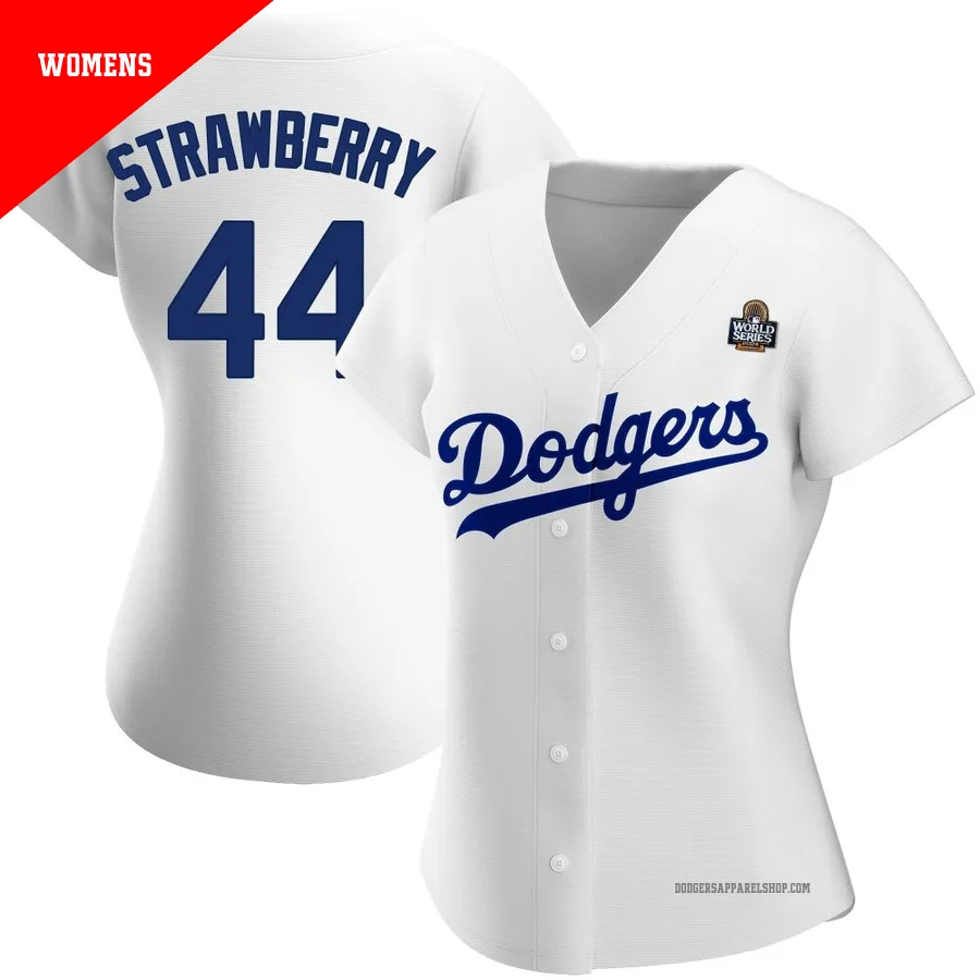 Women's Los Angeles Dodgers ＃44 Darryl Strawberry White Authentic Home 2024 World Series Jersey
