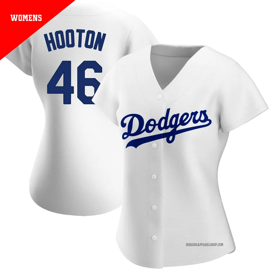 Women's Los Angeles Dodgers ＃46 Burt Hooton White Authentic Home Jersey