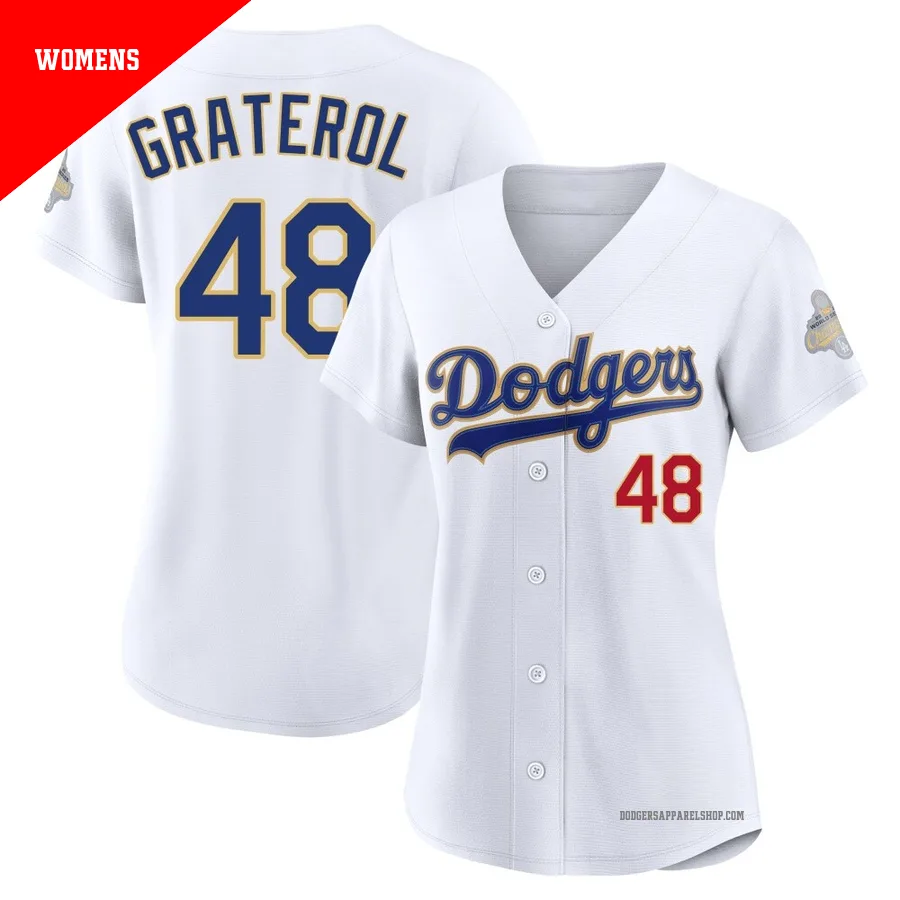 Women's Los Angeles Dodgers ＃48 Brusdar Graterol Gold Limited White 2026 Collection Stadium Jersey