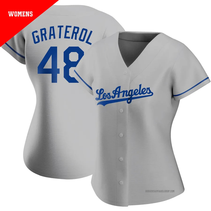 Women's Los Angeles Dodgers ＃48 Brusdar Graterol Gray Authentic Road Jersey