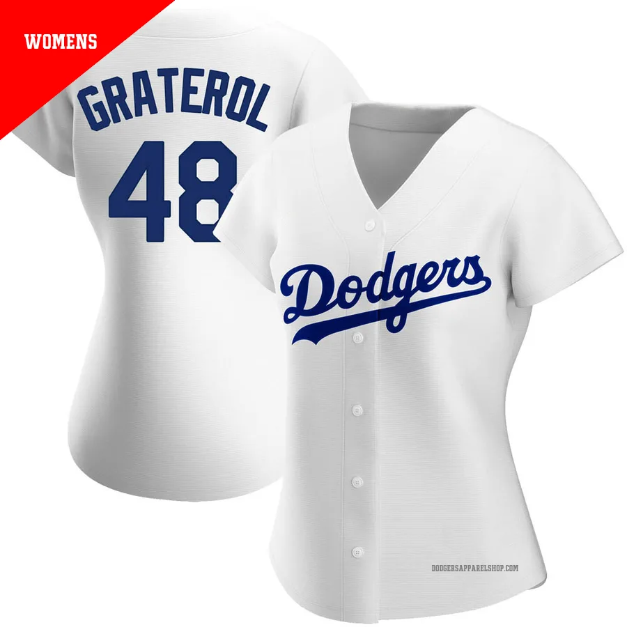 Women's Los Angeles Dodgers ＃48 Brusdar Graterol White Authentic Home Jersey