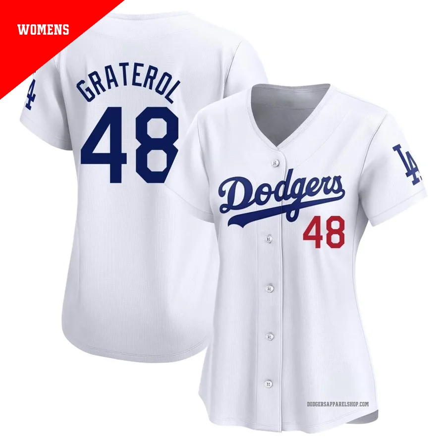 Women's Los Angeles Dodgers ＃48 Brusdar Graterol White Limited Home Jersey