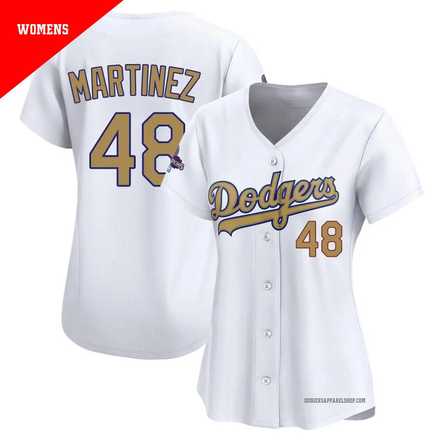 Women's Los Angeles Dodgers ＃48 Ramon Martinez Gold Limited White 2025 Collection Jersey