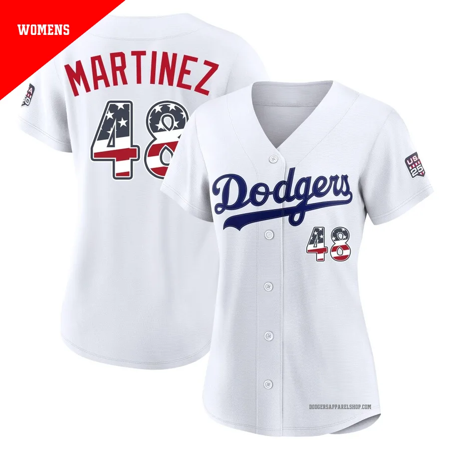 Women's Los Angeles Dodgers ＃48 Ramon Martinez White Limited USA 250 Fourth Of July Home Stadium Jersey