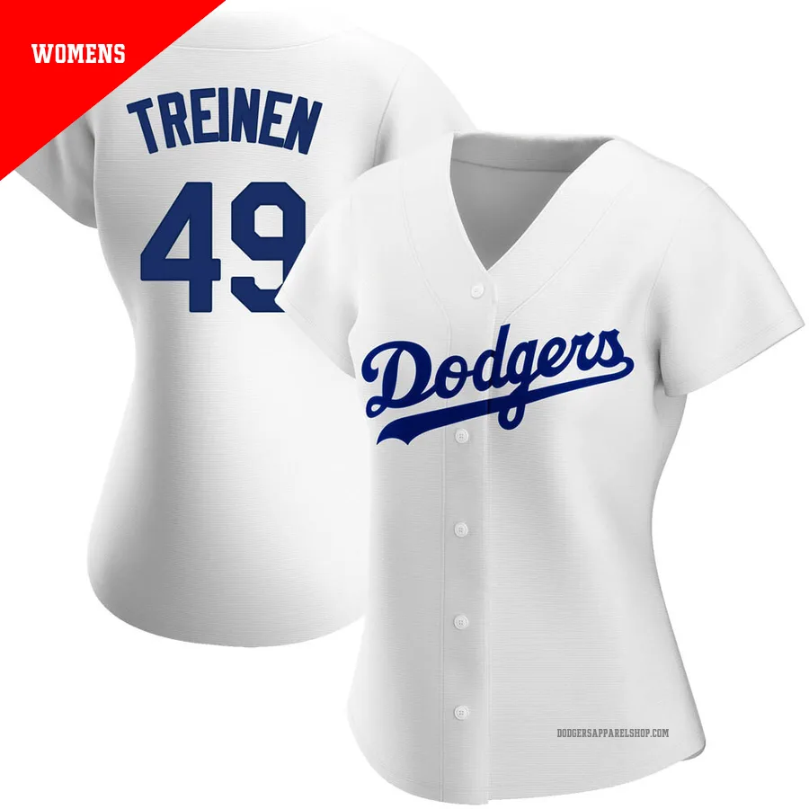 Women's Los Angeles Dodgers ＃49 Blake Treinen White Replica Home Jersey