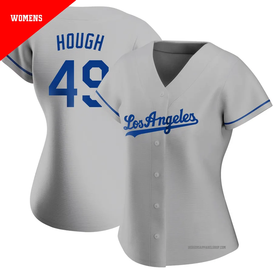 Women's Los Angeles Dodgers ＃49 Charlie Hough Gray Replica Road Jersey