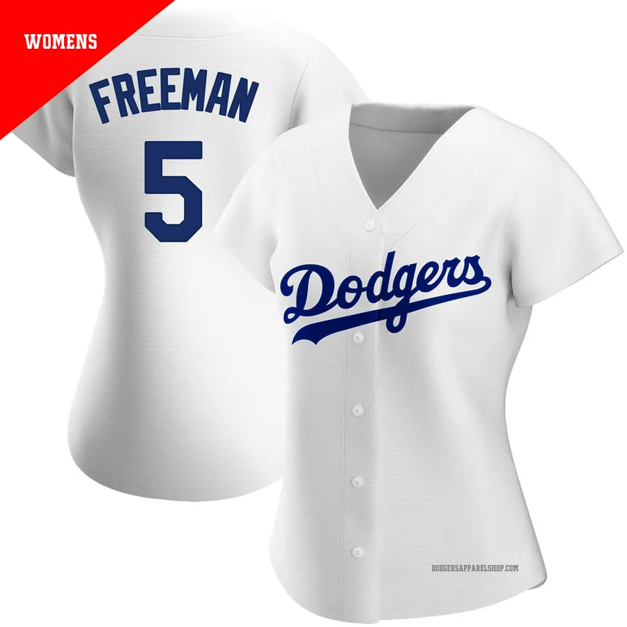 Women's Los Angeles Dodgers ＃5 Freddie Freeman White Replica Home Jersey
