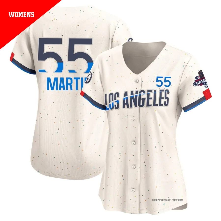 Women's Los Angeles Dodgers ＃55 Russell Martin Cream Limited 2024 City Connect World Series Champions Jersey