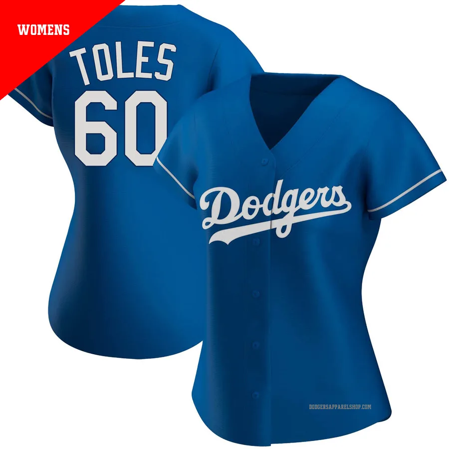Women's Los Angeles Dodgers ＃60 Andrew Toles Royal Replica Alternate Jersey