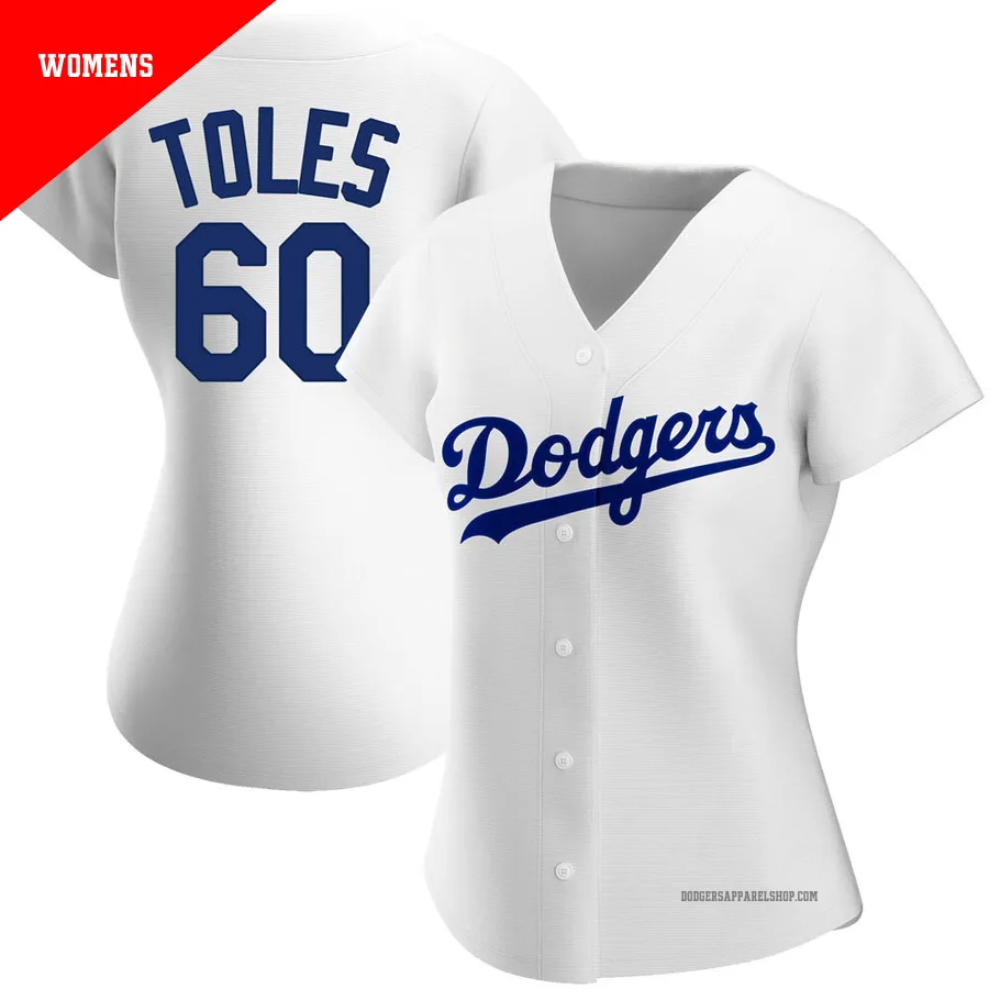 Women's Los Angeles Dodgers ＃60 Andrew Toles White Replica Home Jersey