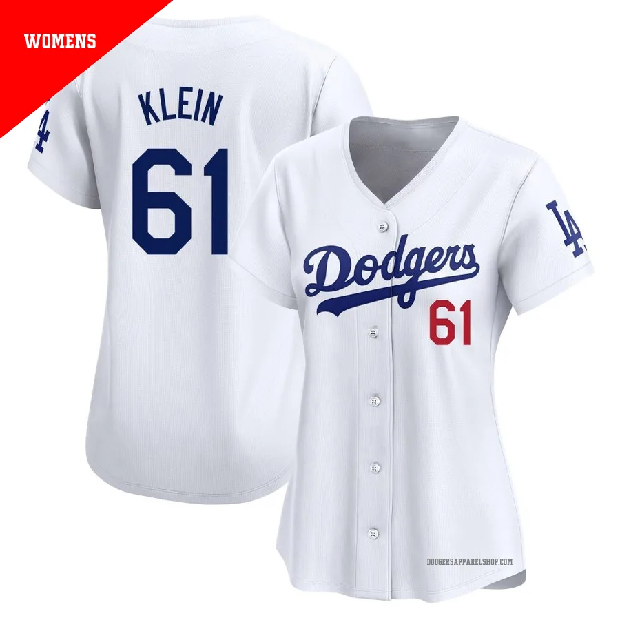 Women's Los Angeles Dodgers ＃61 Will Klein White Limited Home Jersey