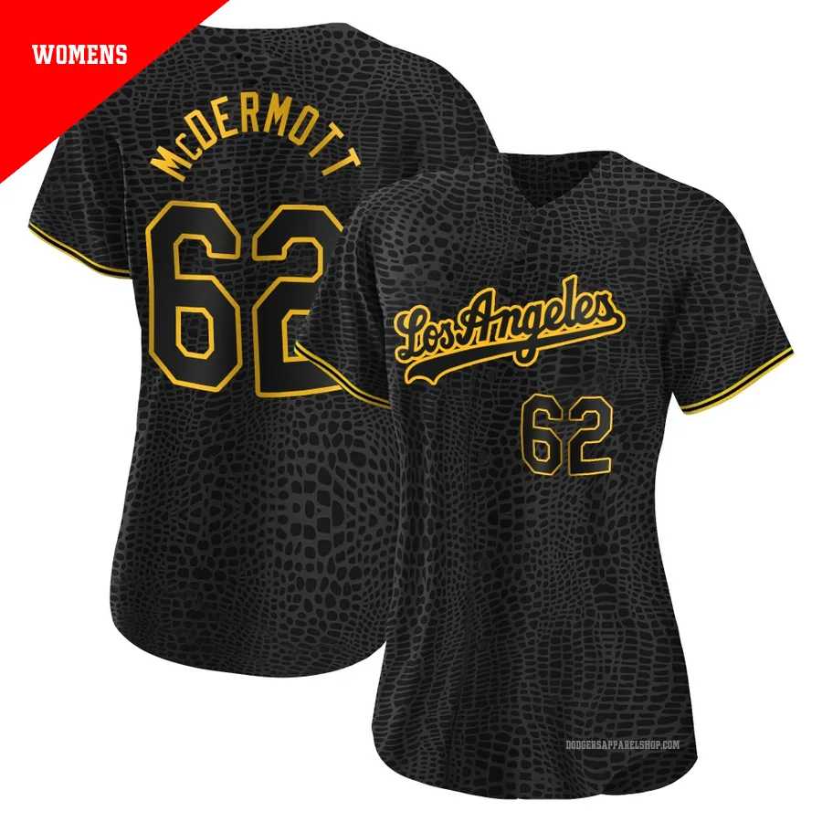 Women's Los Angeles Dodgers ＃62 Chayce McDermott Black Authentic Snake Skin City Jersey