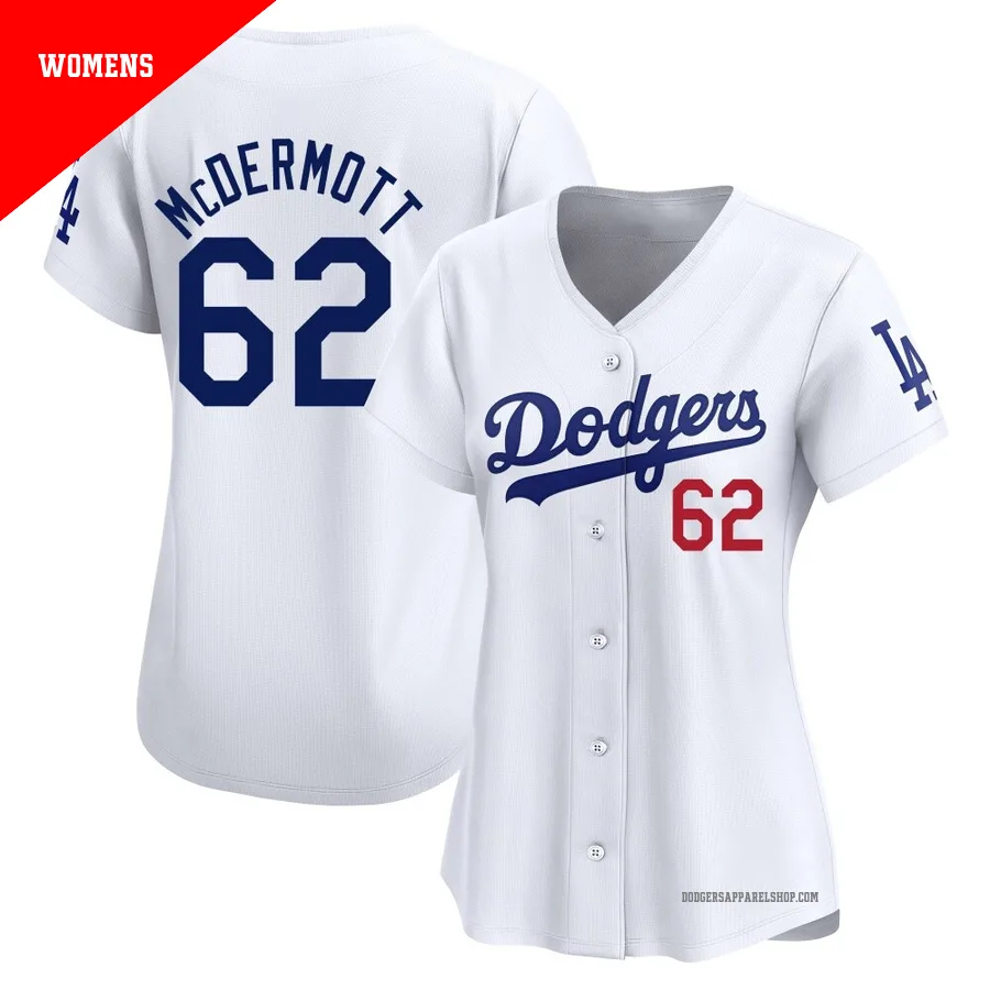 Women's Los Angeles Dodgers ＃62 Chayce McDermott White Limited Home Jersey