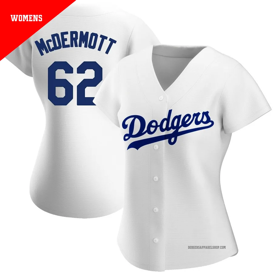 Women's Los Angeles Dodgers ＃62 Chayce McDermott White Replica Home Jersey
