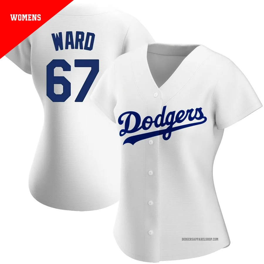Women's Los Angeles Dodgers ＃67 Ryan Ward White Replica Home Jersey