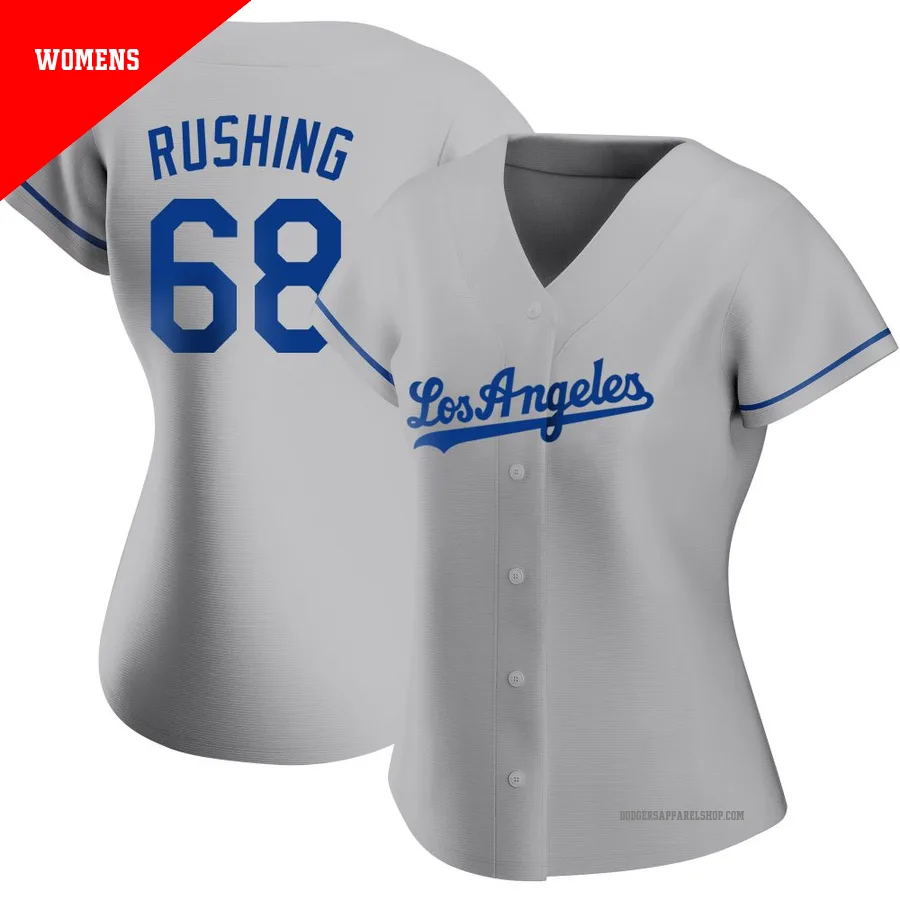 Women's Los Angeles Dodgers ＃68 Dalton Rushing Gray Replica Road Jersey