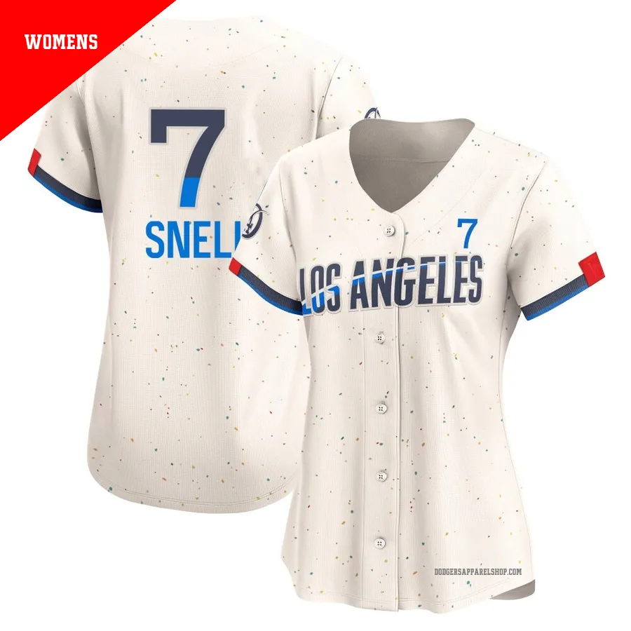 Women's Los Angeles Dodgers ＃7 Blake Snell Cream Limited 2024 City Connect Jersey