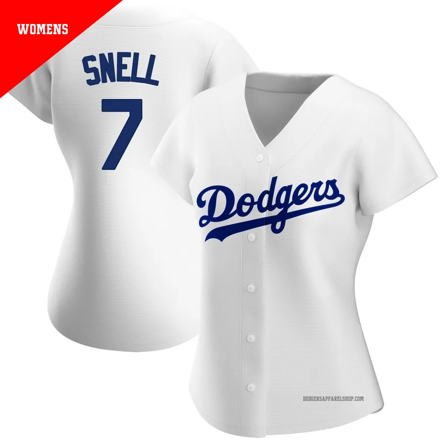 Women's Los Angeles Dodgers ＃7 Blake Snell White Authentic Home Jersey