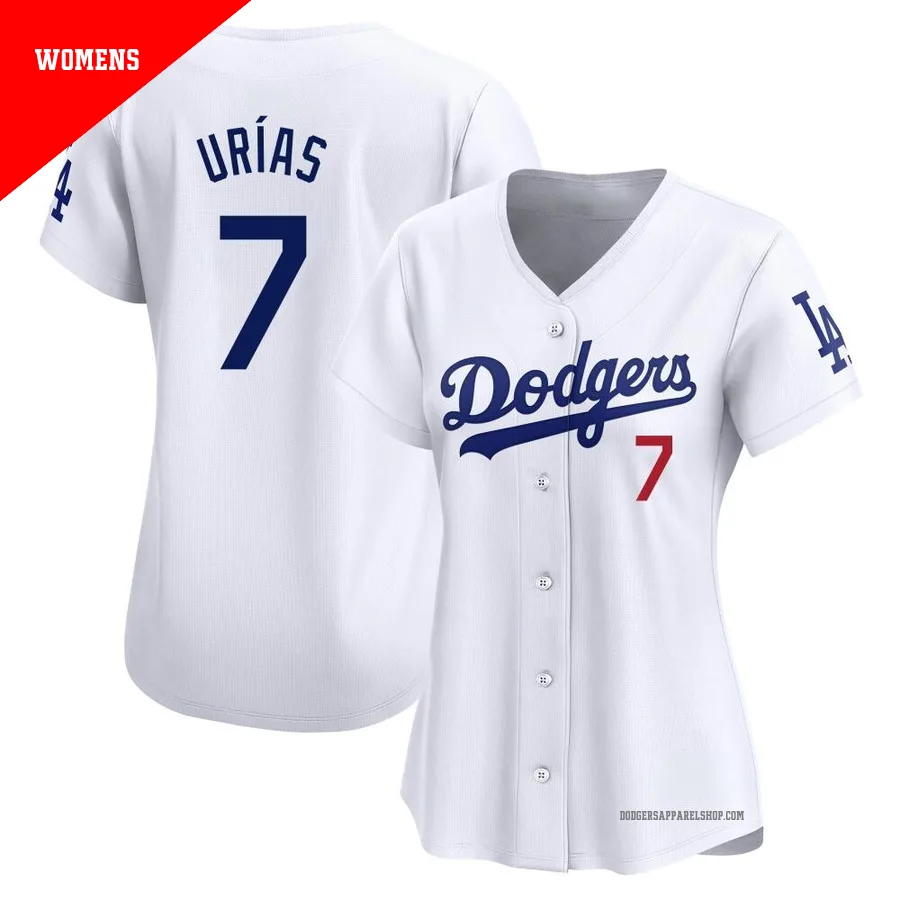Women's Los Angeles Dodgers ＃7 Julio Urias White Limited Home Jersey