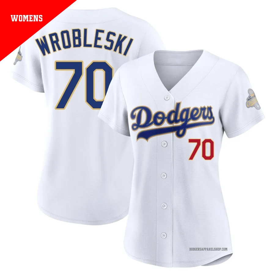 Women's Los Angeles Dodgers ＃70 Justin Wrobleski Gold Limited White 2026 Collection Stadium Jersey