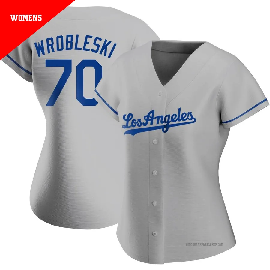 Women's Los Angeles Dodgers ＃70 Justin Wrobleski Gray Replica Road Jersey