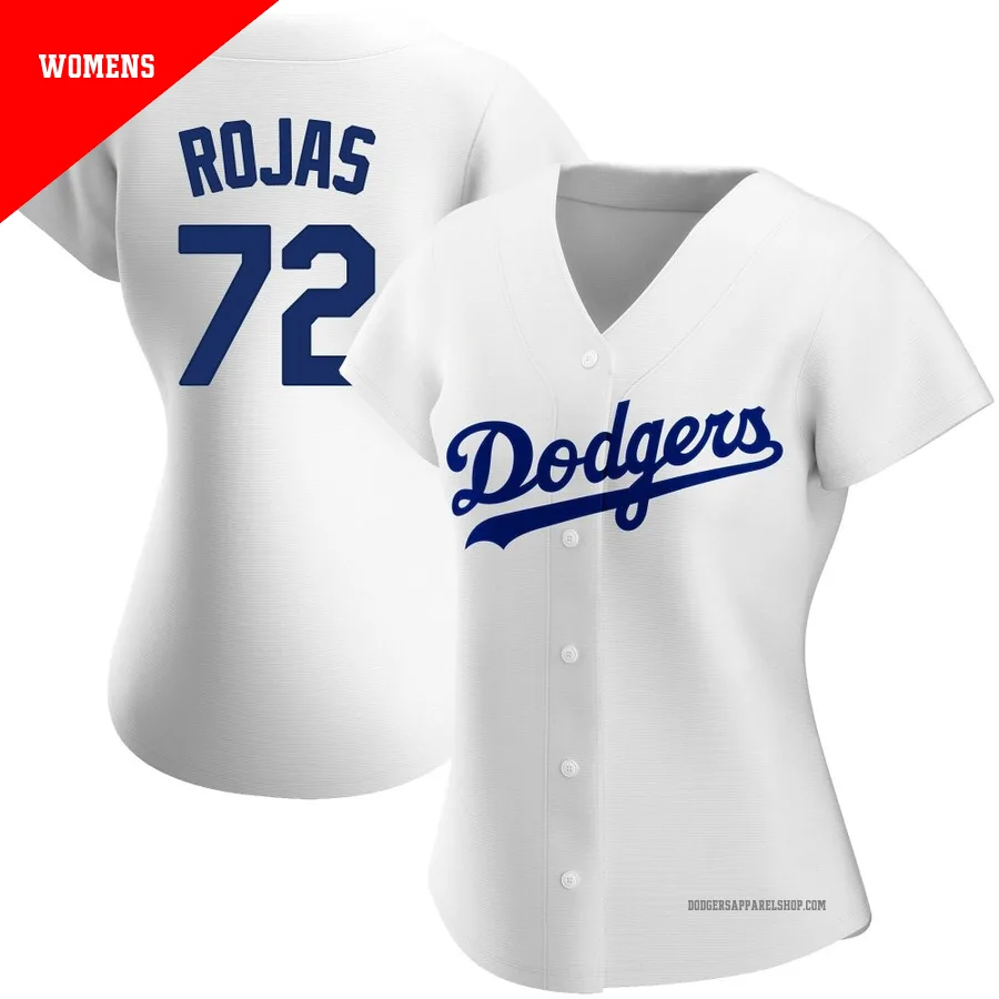 Women's Los Angeles Dodgers ＃72 Miguel Rojas White Replica Home Jersey