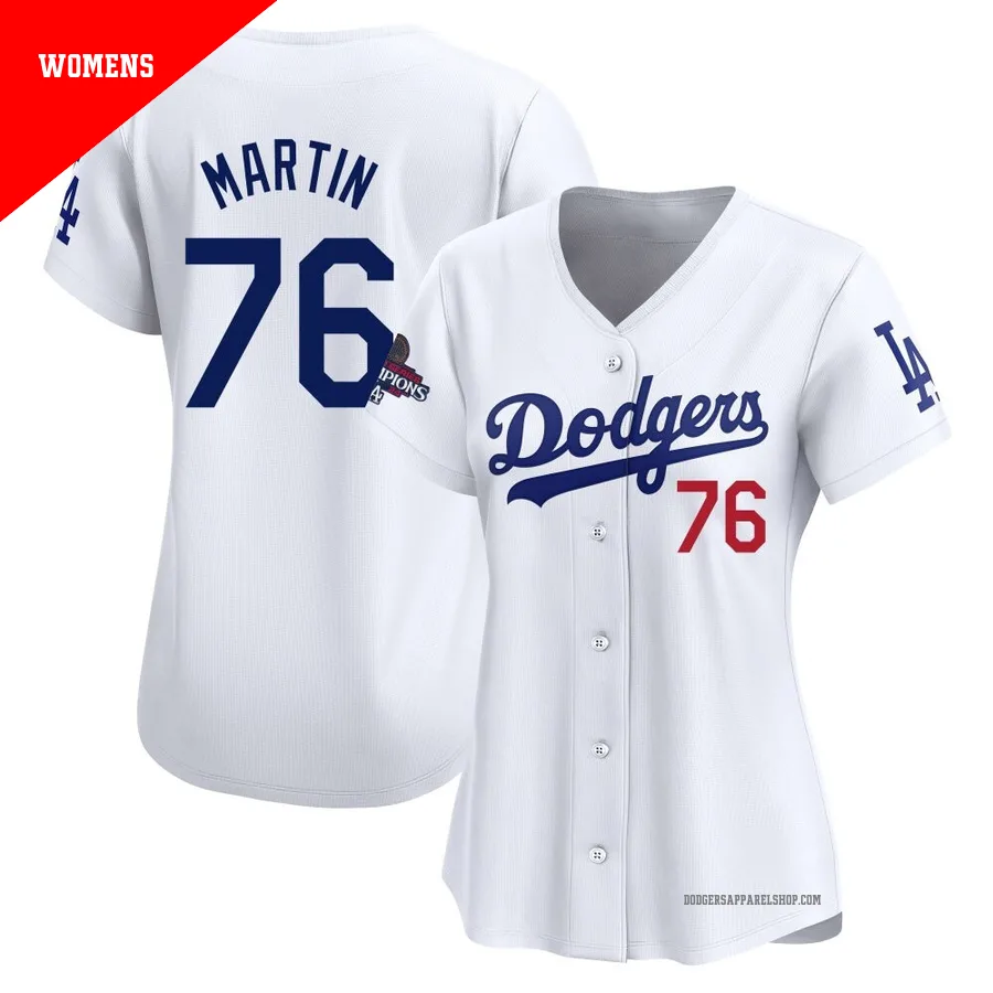 Women's Los Angeles Dodgers ＃76 J.D. Martin White Limited Home 2024 World Series Champions Jersey