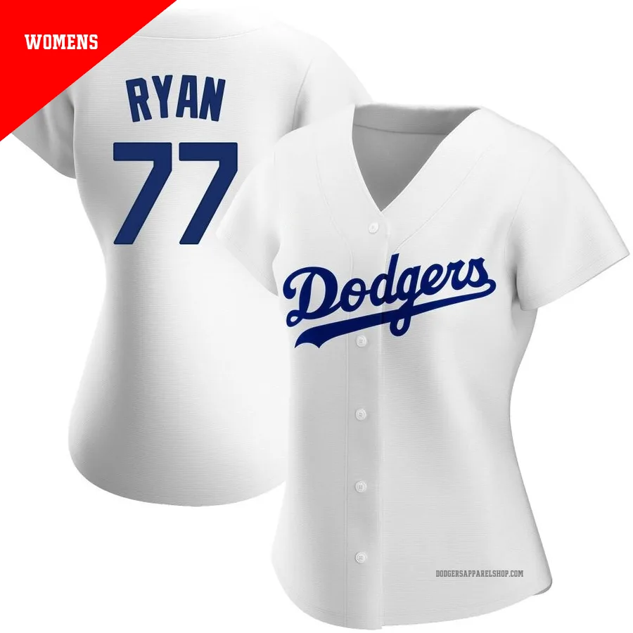 Women's Los Angeles Dodgers ＃77 River Ryan White Authentic Home Jersey