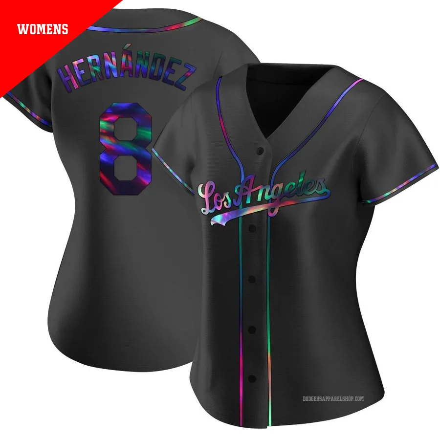 Women's Los Angeles Dodgers ＃8 Enrique Hernandez Black Replica Holographic Alternate Jersey