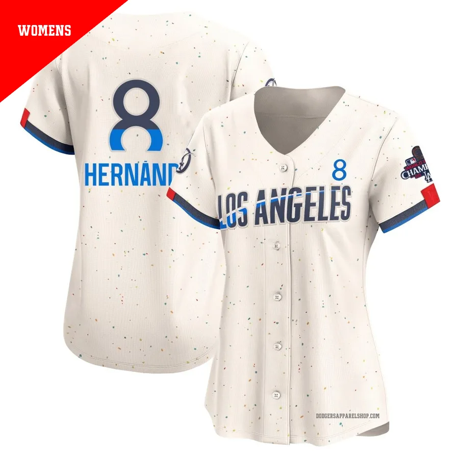 Women's Los Angeles Dodgers ＃8 Enrique Hernandez Cream Limited 2024 City Connect World Series Champions Jersey