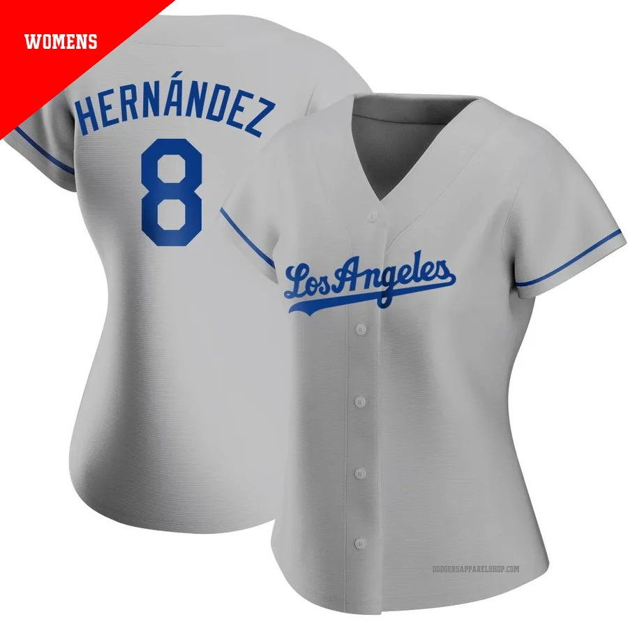 Women's Los Angeles Dodgers ＃8 Enrique Hernandez Gray Replica Road Jersey