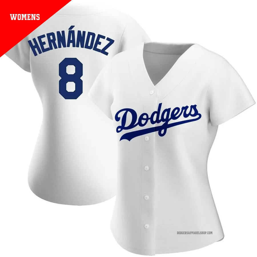 Women's Los Angeles Dodgers ＃8 Enrique Hernandez White Authentic Home Jersey