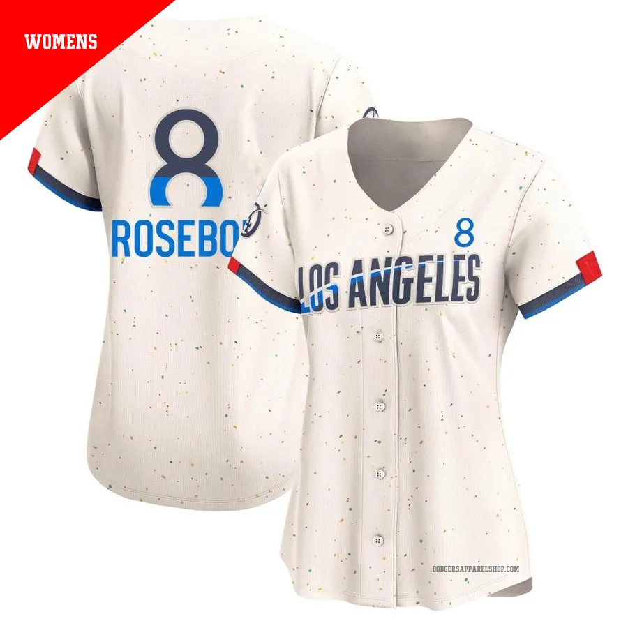 Women's Los Angeles Dodgers ＃8 John Roseboro Cream Limited 2024 City Connect Jersey