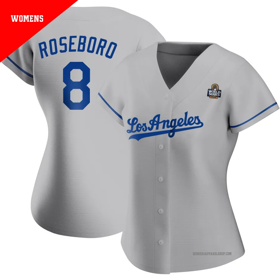 Women's Los Angeles Dodgers ＃8 John Roseboro Gray Authentic Road 2024 World Series Jersey