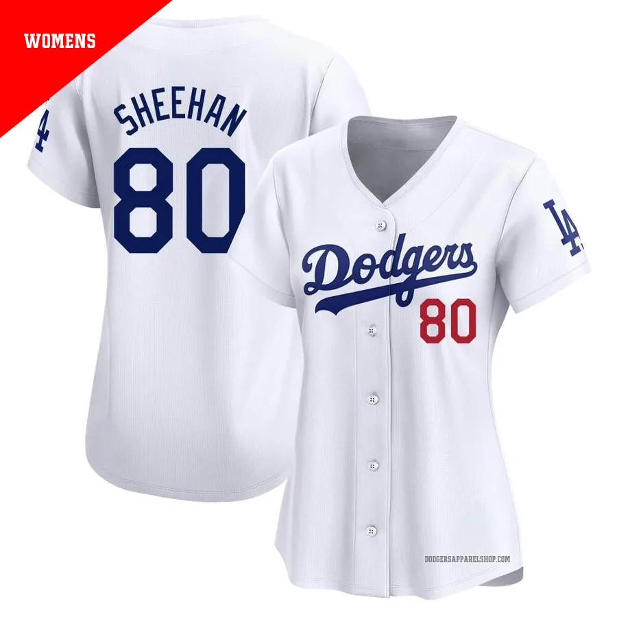 Women's Los Angeles Dodgers ＃80 Emmet Sheehan White Limited Home Jersey