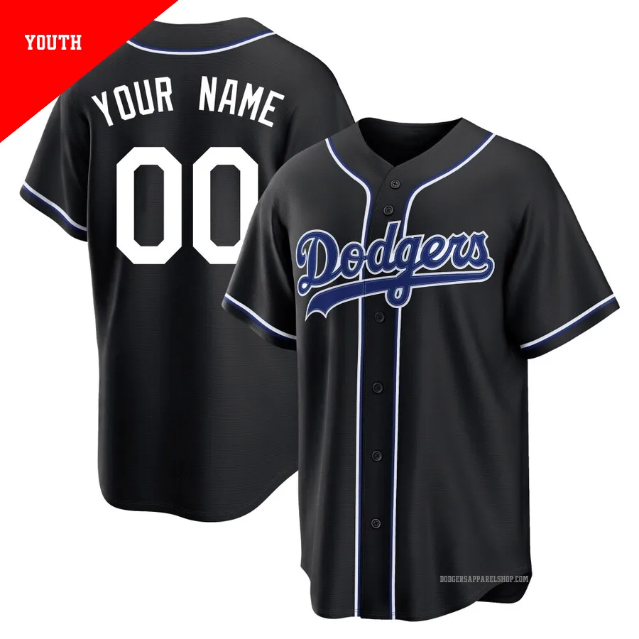 Youth Los Angeles Dodgers ＃00 Custom Black Replica Fashion Out Jersey