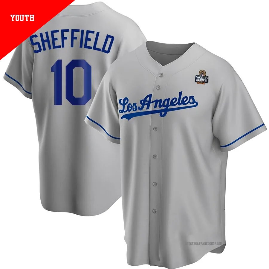 Youth Los Angeles Dodgers ＃10 Gary Sheffield Gray Replica Road 2024 World Series Jersey