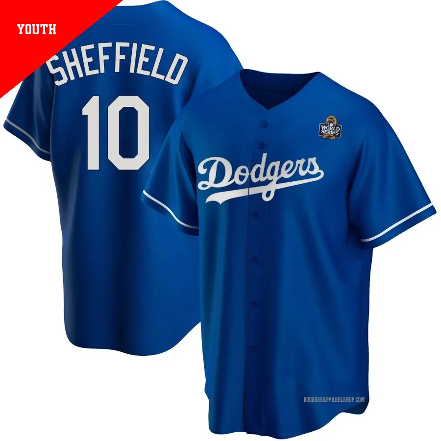 Youth Los Angeles Dodgers ＃10 Gary Sheffield Royal Replica Alternate 2024 World Series Jersey