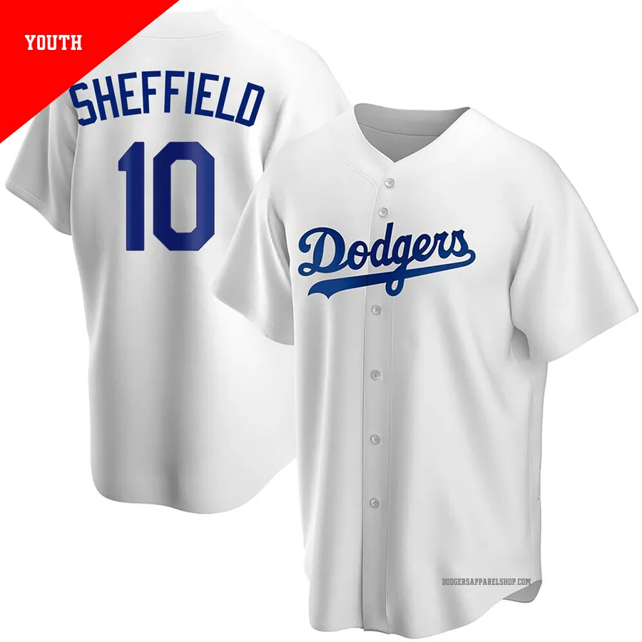 Youth Los Angeles Dodgers ＃10 Gary Sheffield White Replica Home Jersey